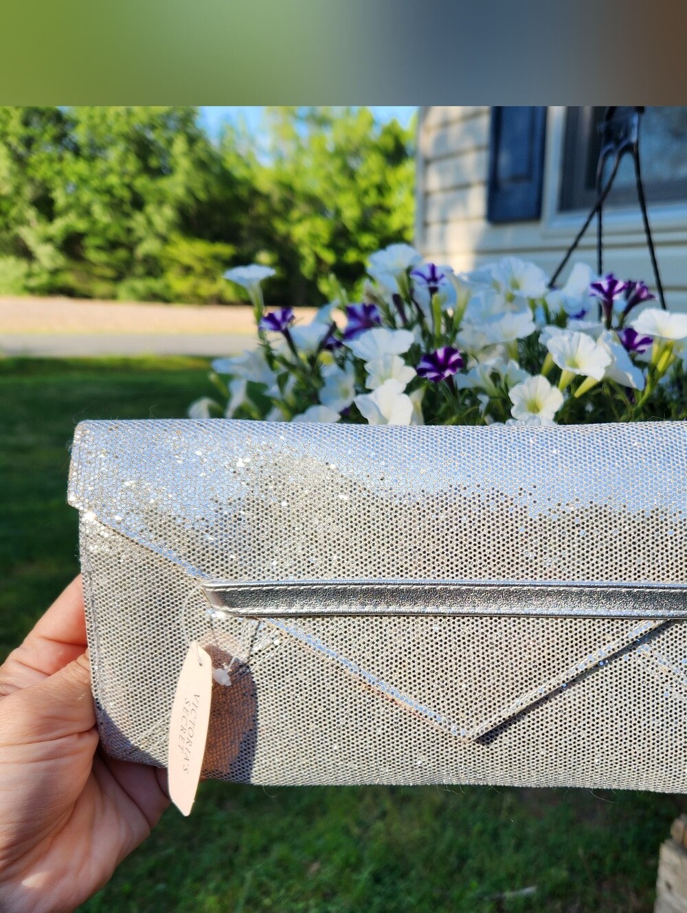 Victoria's Secret Silver Sequin Envelope Clutch